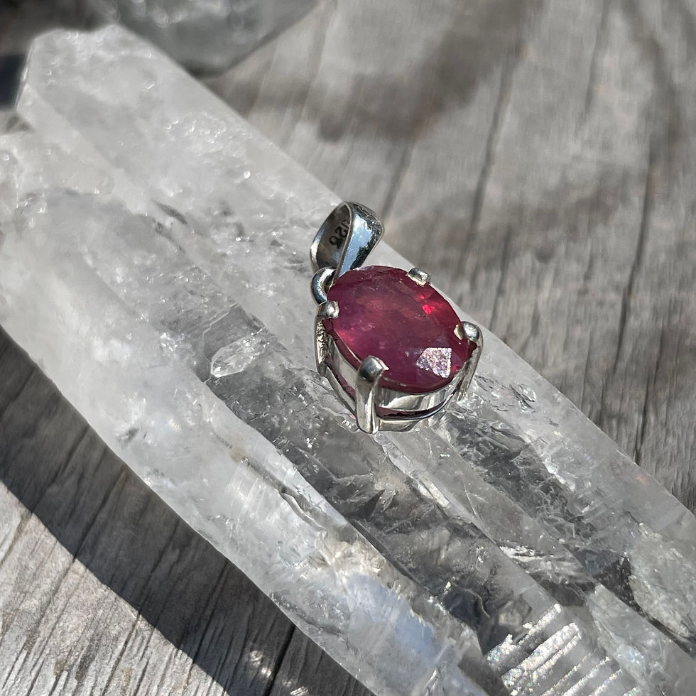 Thumbnail: Oval claw set ruby pendant