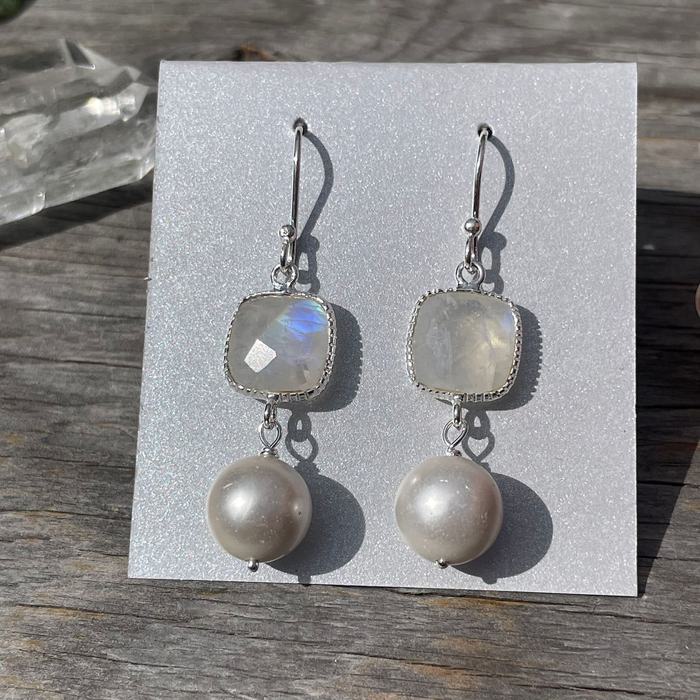 Thumbnail: Moonstone and pearl earrings