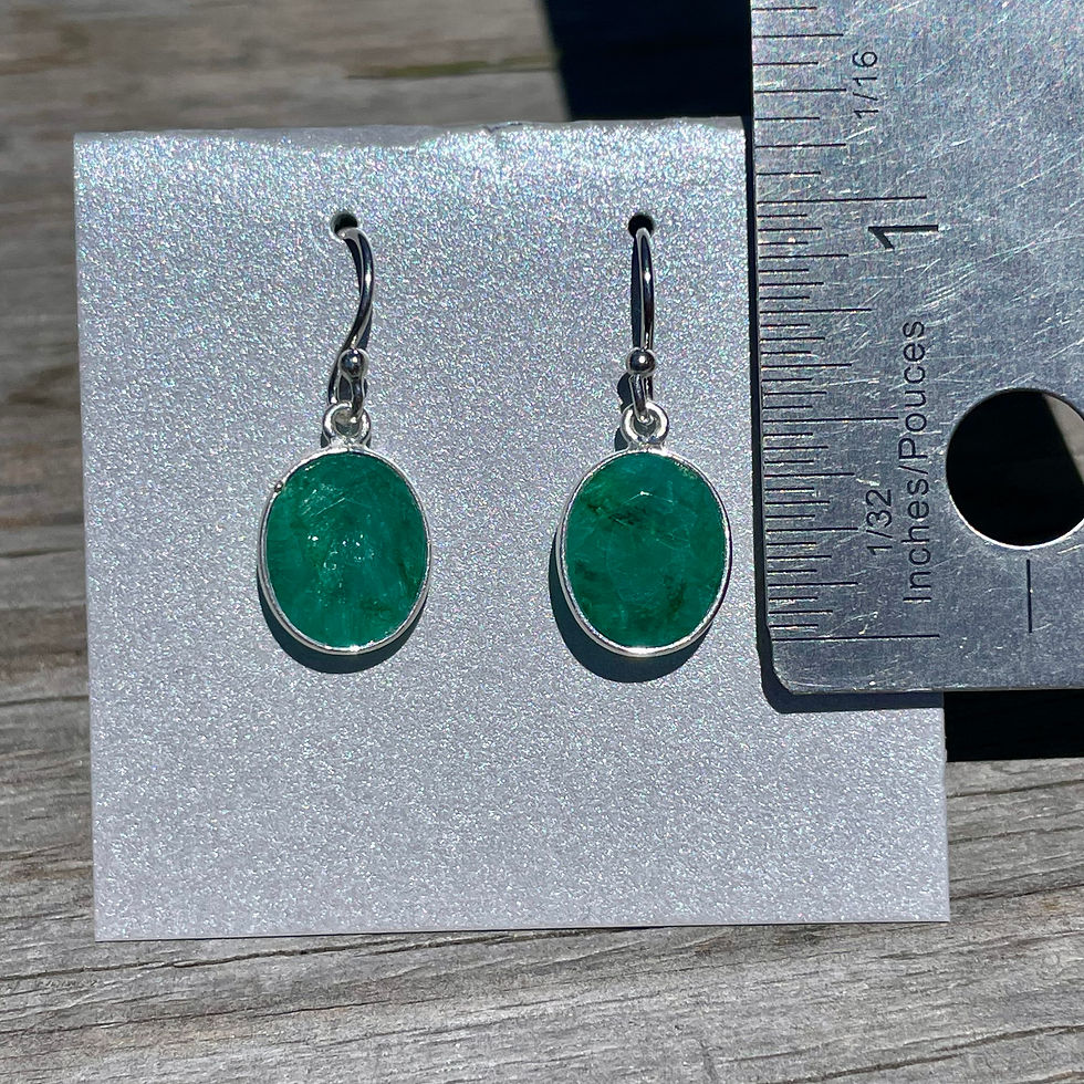 Thumbnail: Emerald oval medium faceted earrings