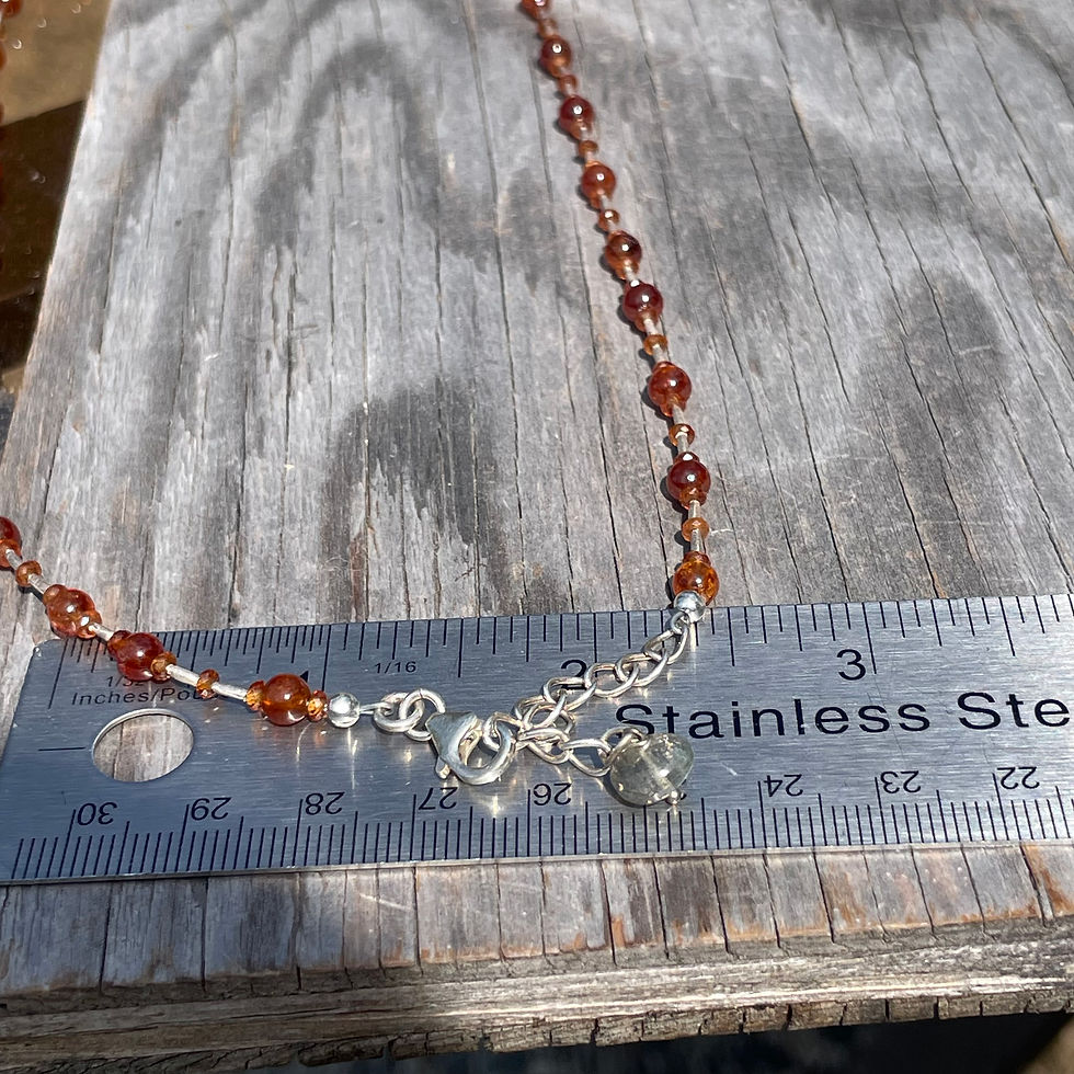 Thumbnail: Orange hessonite garnet and silver necklace