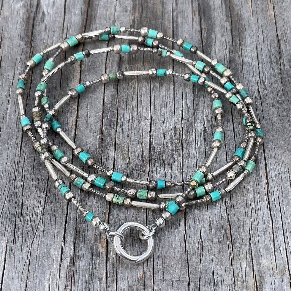 Thumbnail: GenVie Designs turquoise and silver enhancer necklace