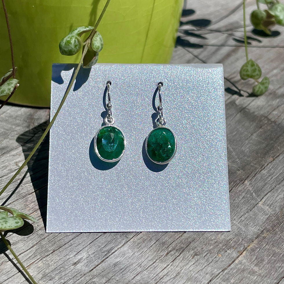 Thumbnail: Emerald oval faceted earrings