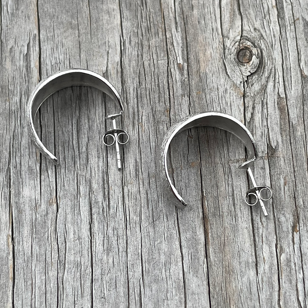 Thumbnail: Wide brushed silver stud hoops