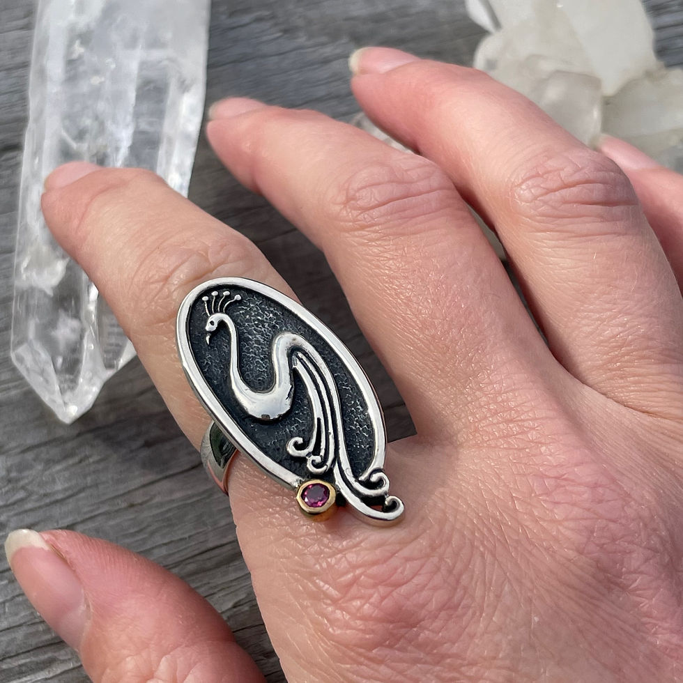 Thumbnail: Roulette 18 Sterling Silver Peacock Ring