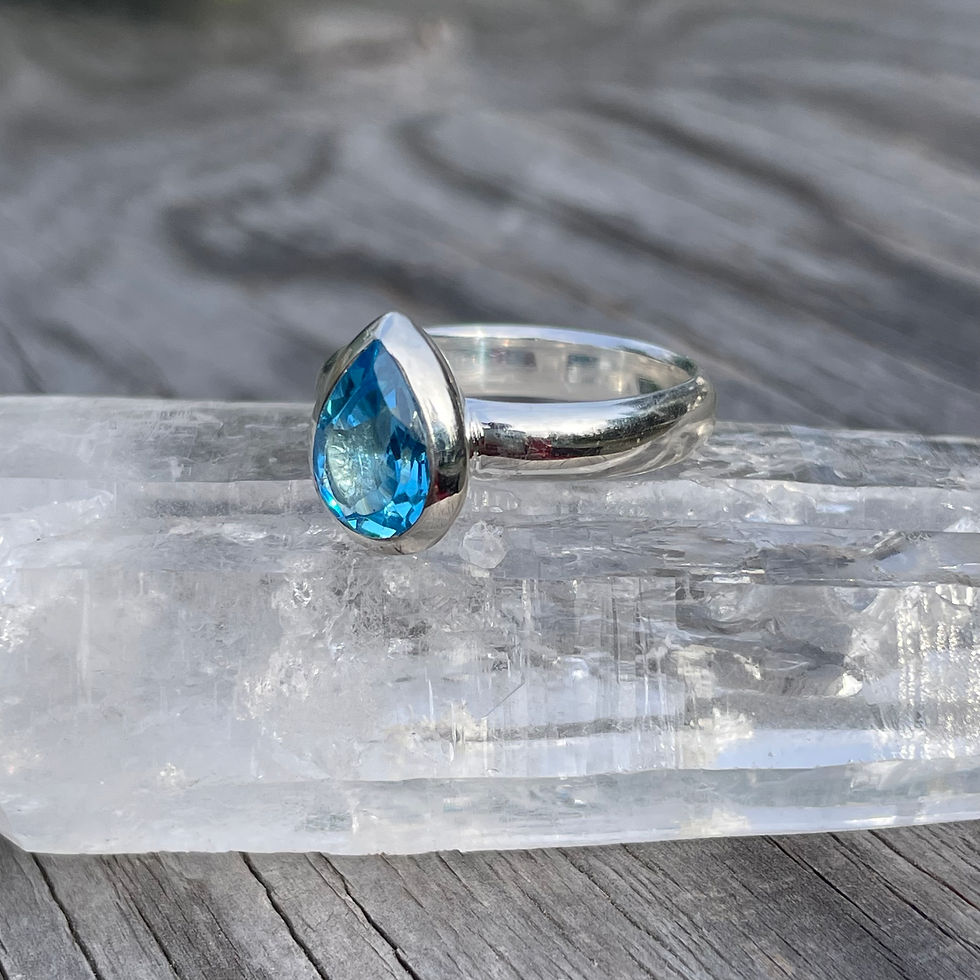 Thumbnail: Marija Designs Blue Topaz Teardrop Ring