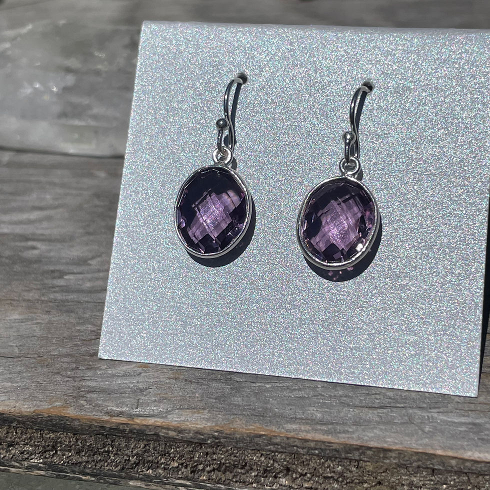 Thumbnail: Amethyst oval faceted earrings
