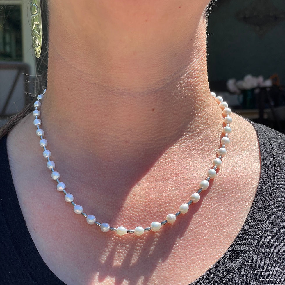 Thumbnail: GenVie Designs Pearls and silver necklace