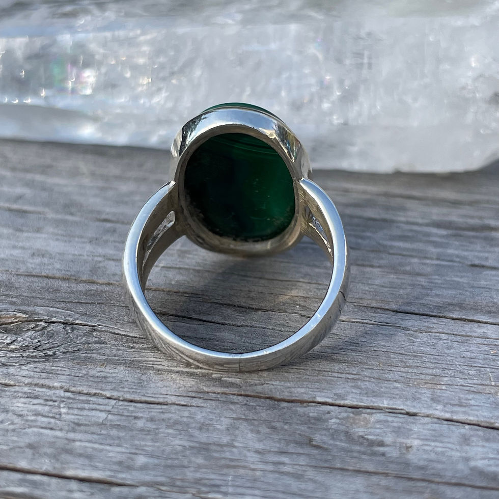 Thumbnail: Oval cutout band malachite ring 