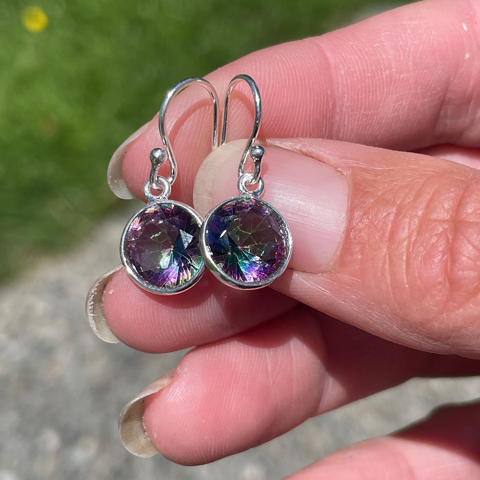 Thumbnail: Mystic quartz little round earrings
