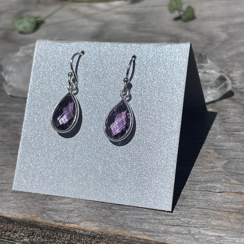 Thumbnail: Amethyst teardrop faceted earrings