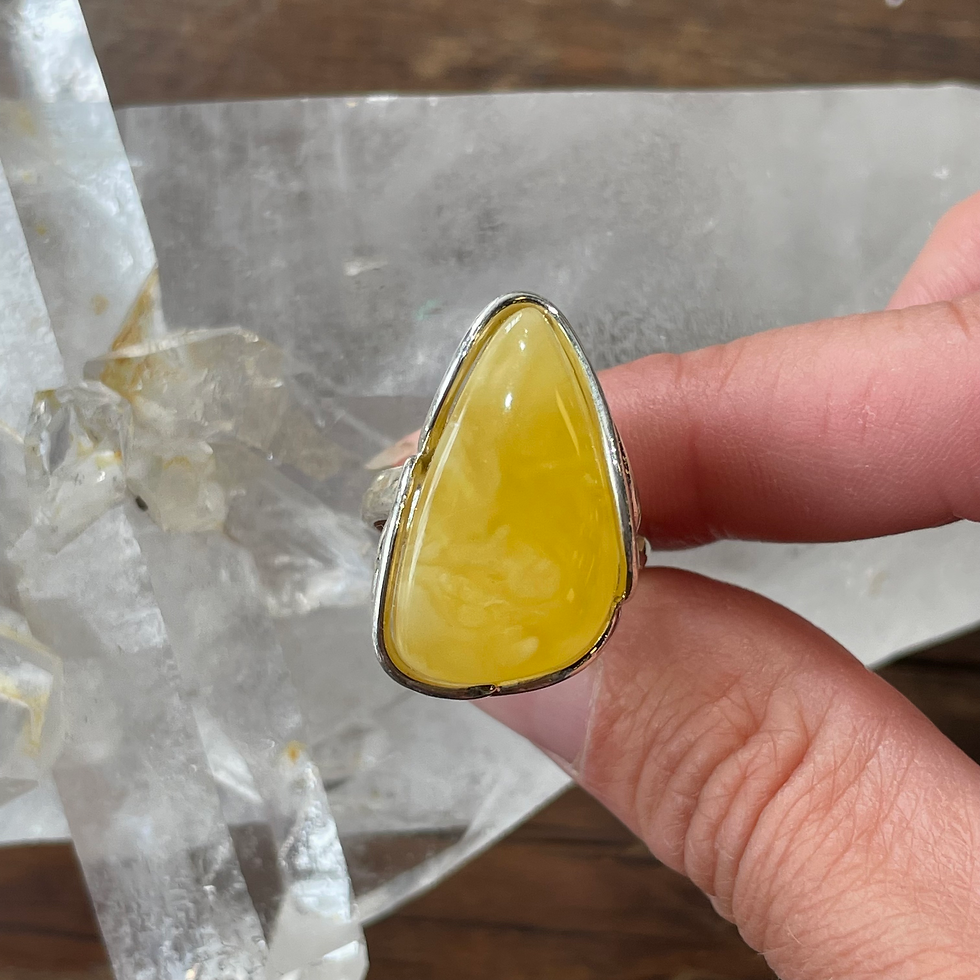 Thumbnail: Butter amber medium sized asymmetrical ring