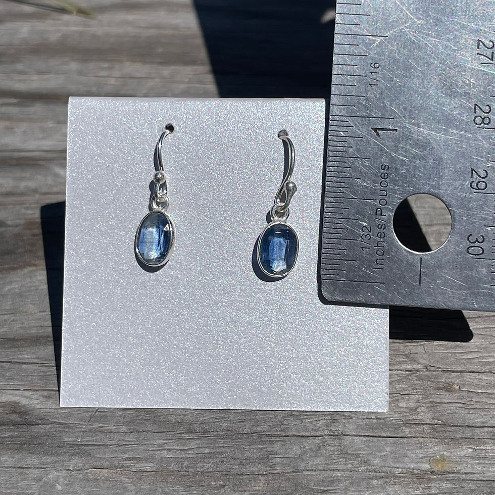 Thumbnail: Kyanite light blue oval earrings