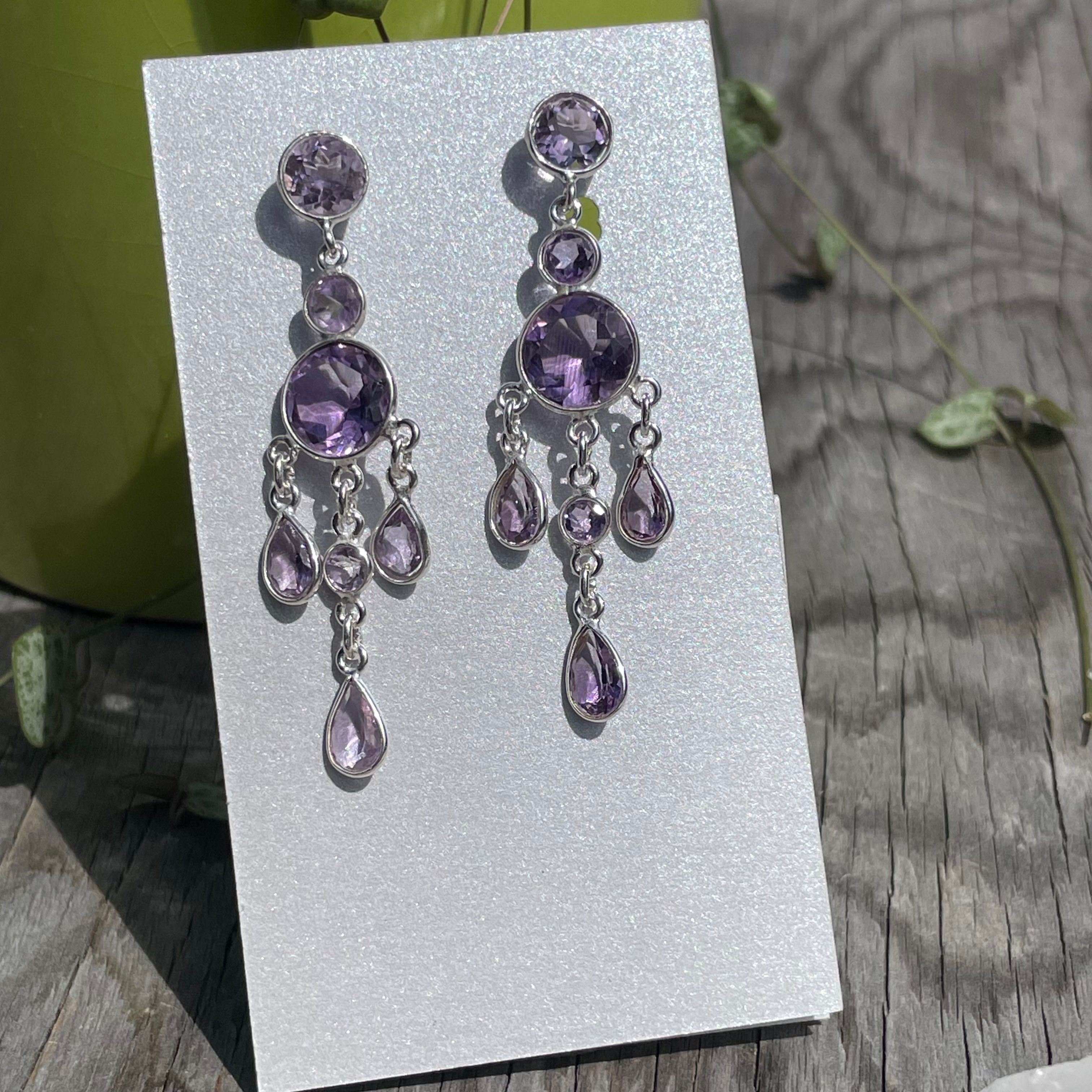 Amethyst large chandelier earrings