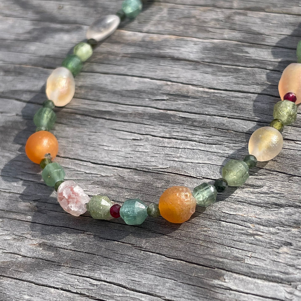 Thumbnail: Gobi Desert agate mixed bead bracelet