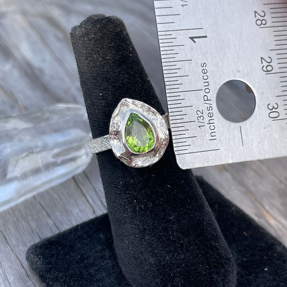 Thumbnail: Marija Designs Teardrop Peridot Signature Setting Ring