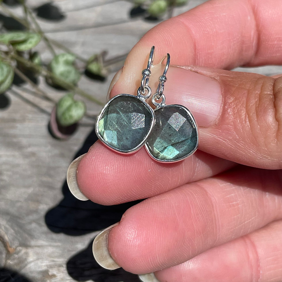 Thumbnail: Labradorite soft square faceted earrings