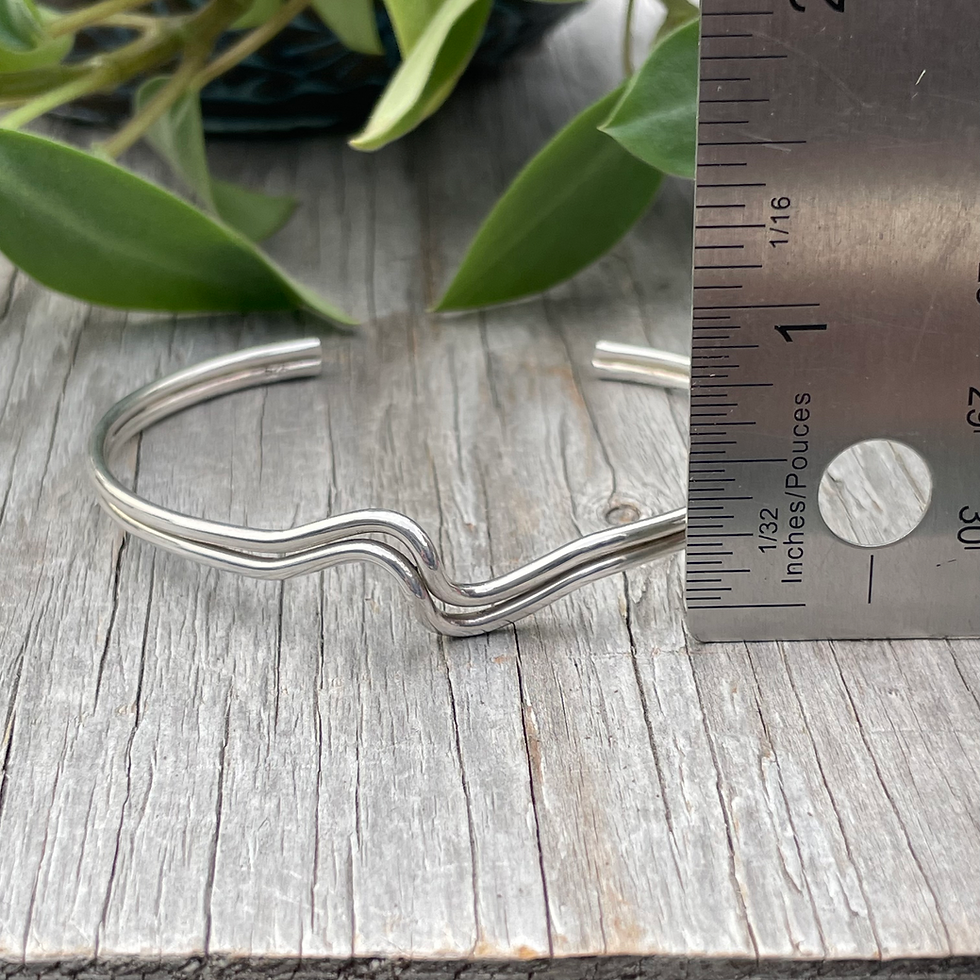 Thumbnail: Wavy silver cuff bracelet