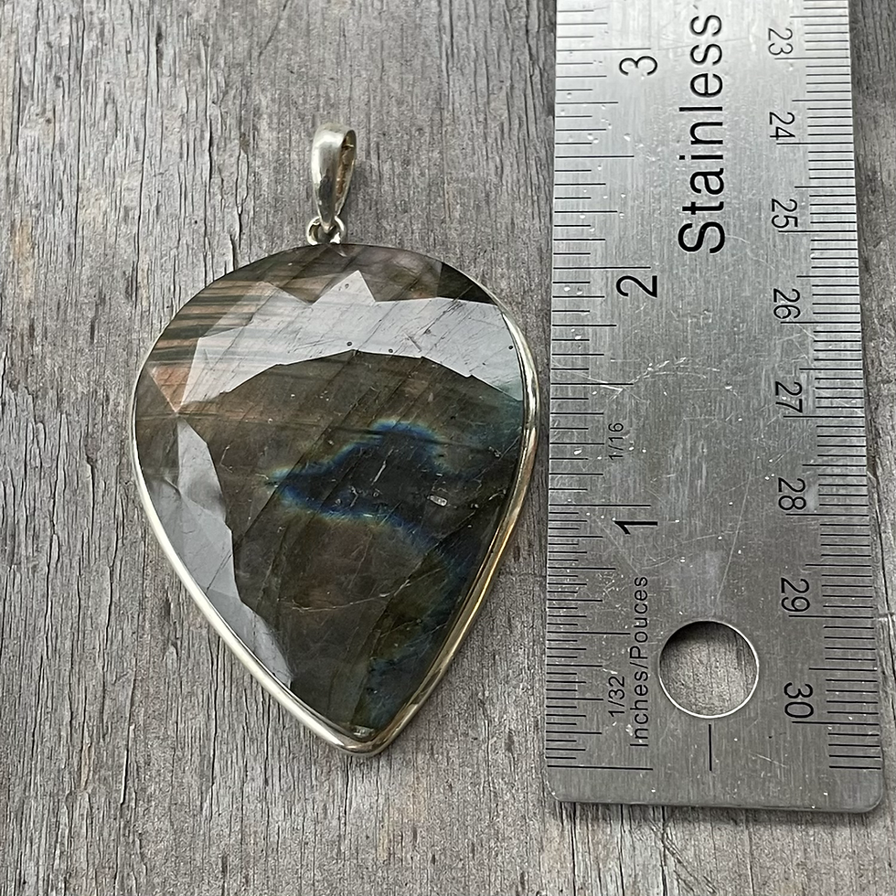 Thumbnail: Large teardrop purple flash faceted labradorite pendant