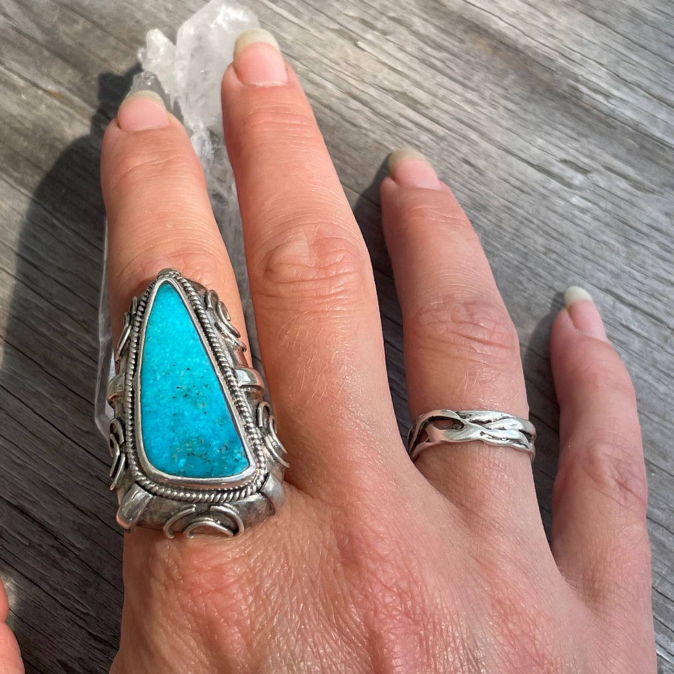 Thumbnail: Saville Designs large freeform triangle nakozari turquoise ring