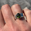 Thumbnail: Oval wide band faceted Moldavite ring 
