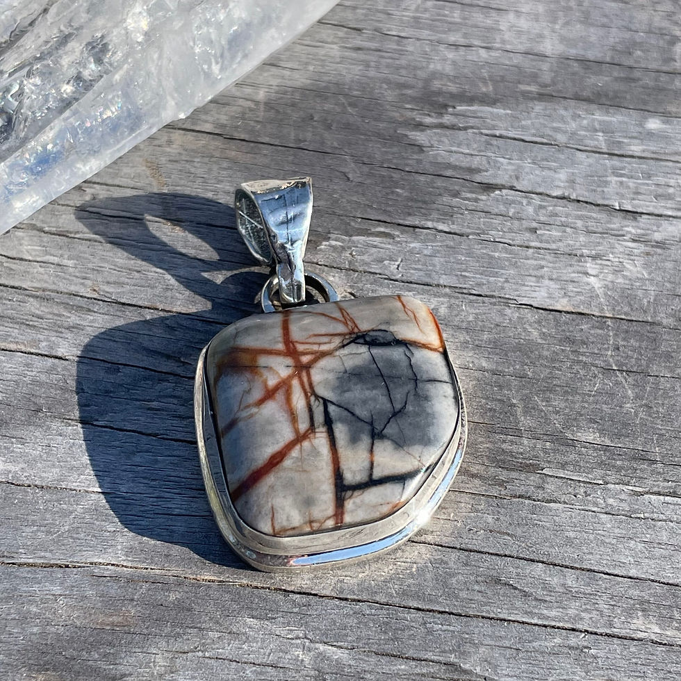 Thumbnail: Saville freeform spiderweb jasper pendant