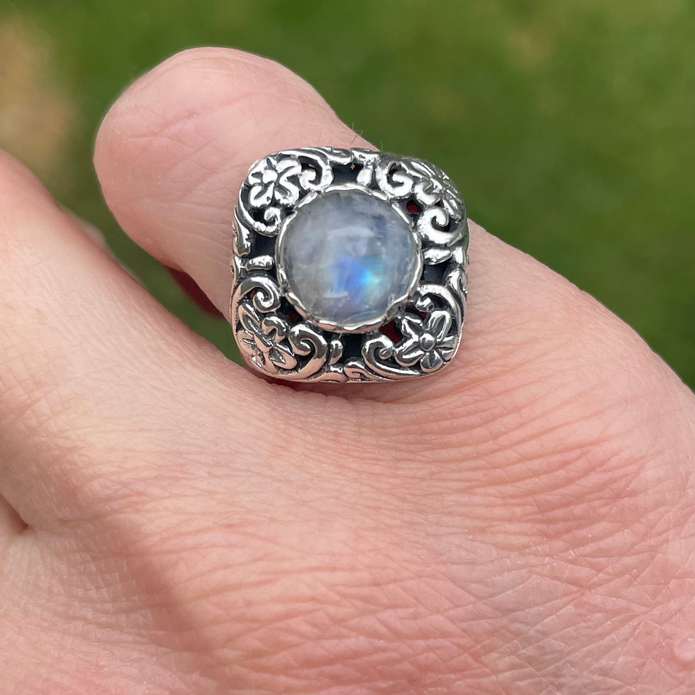 Thumbnail: Moonsone rose cut floral motif ring