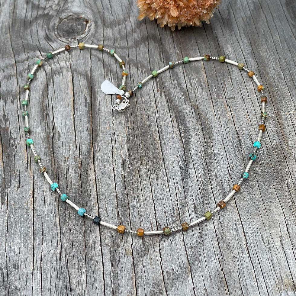 Thumbnail: Turquoise and silver necklace 16 inch