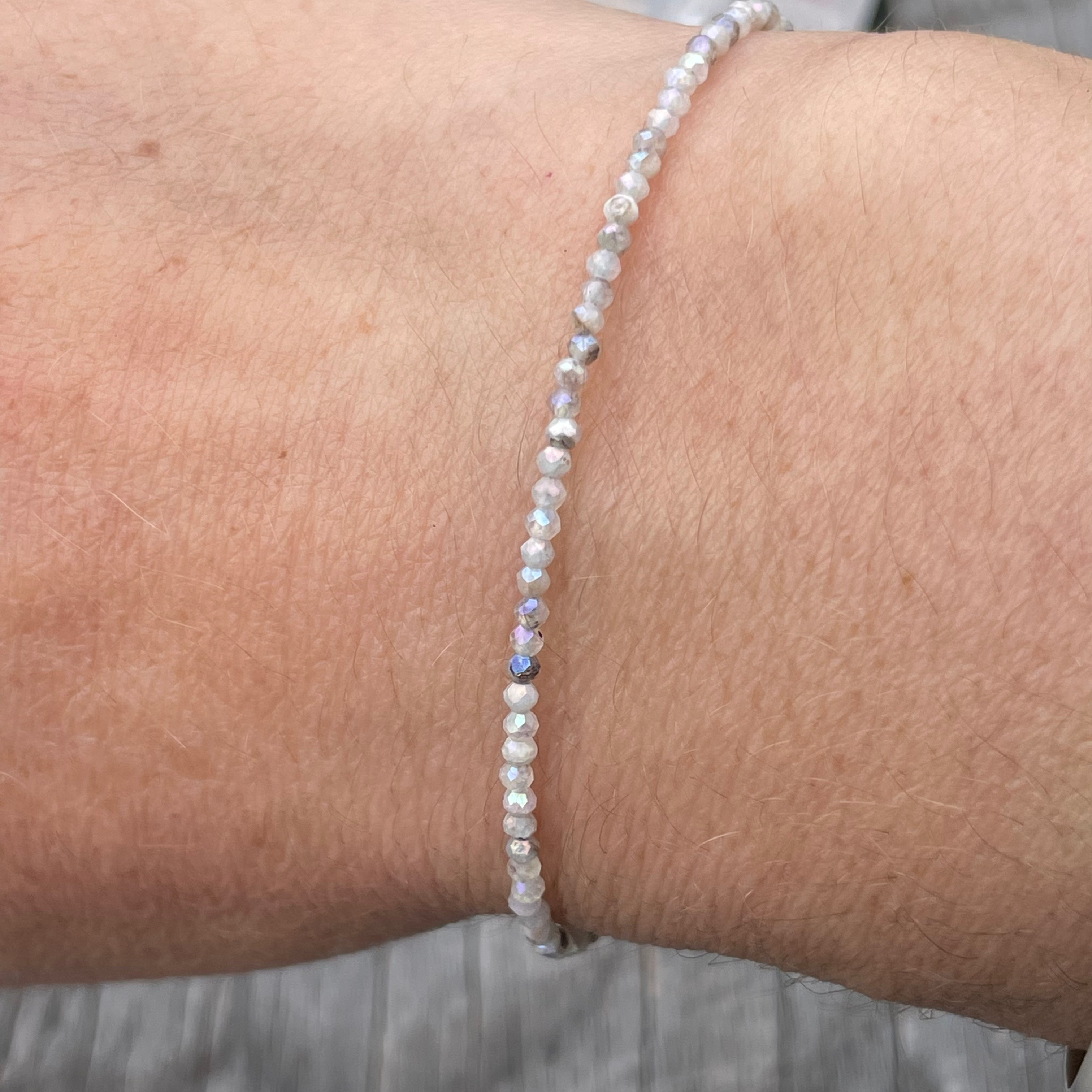 Moonstone with titanium coating faceted beads bracelet 
