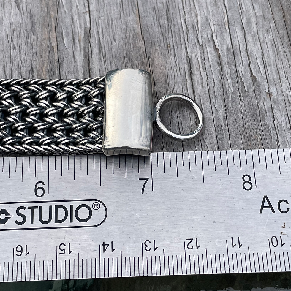 Thumbnail: Heavy woven silver bracelet