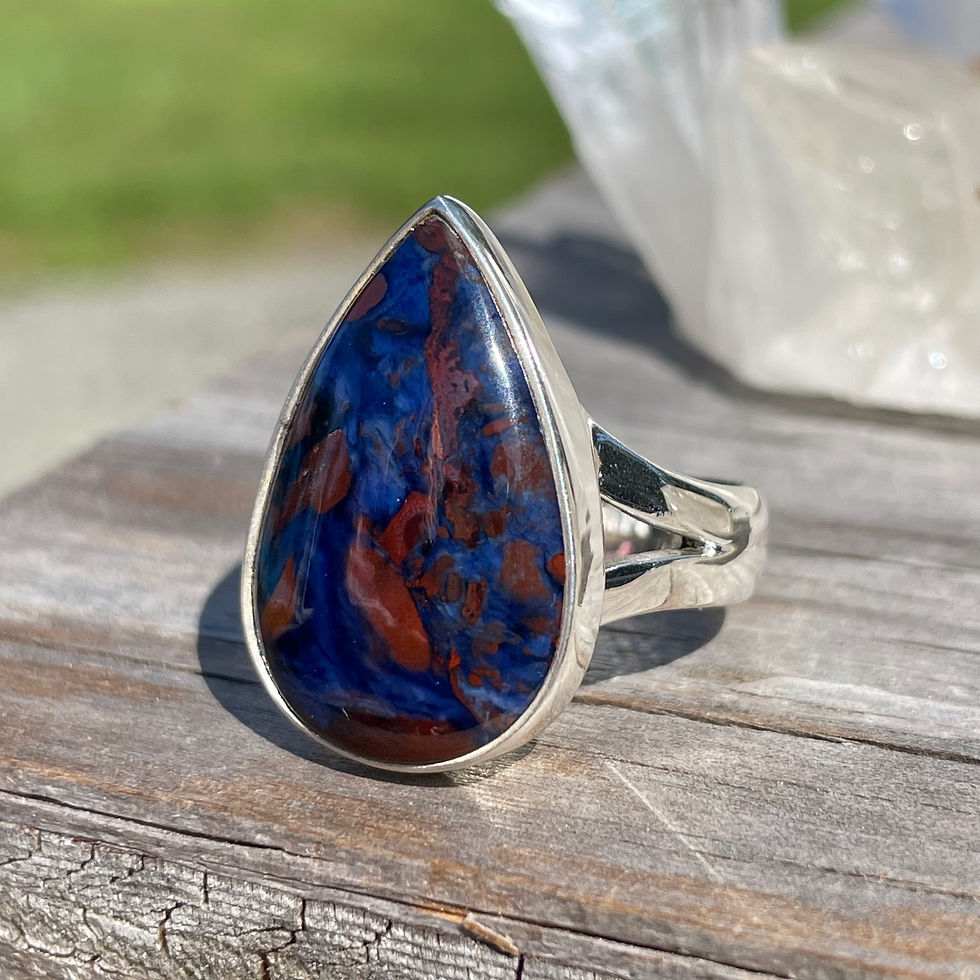 Thumbnail: Large blue teardrop sugilite ring