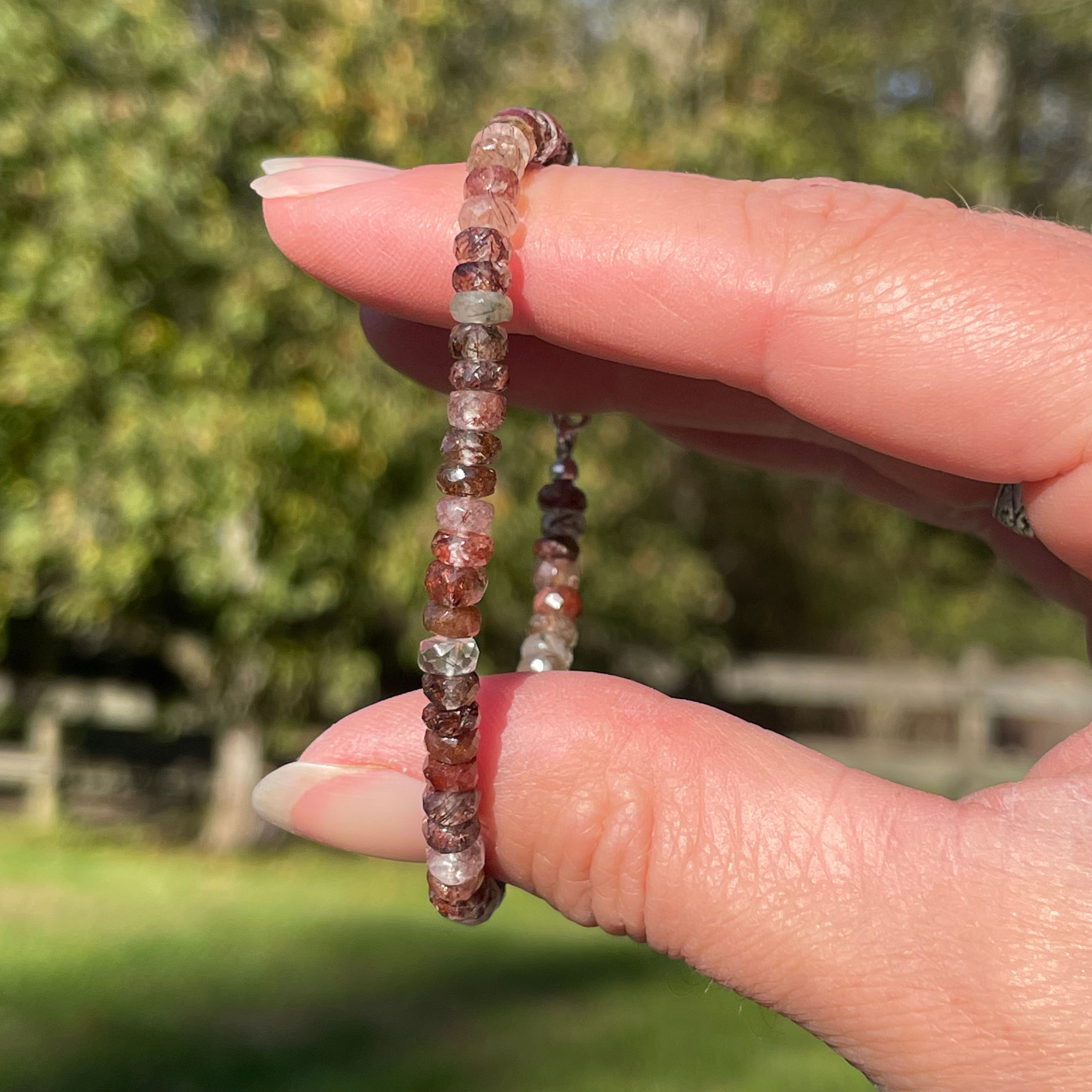Red rutile quartz bracelet 7.5 inch