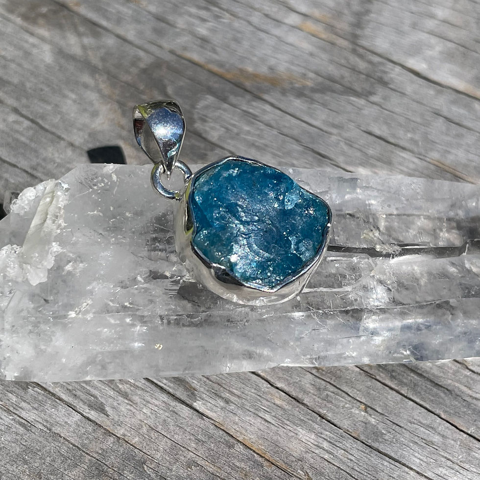 Thumbnail: Electric blue rough apatite pendant