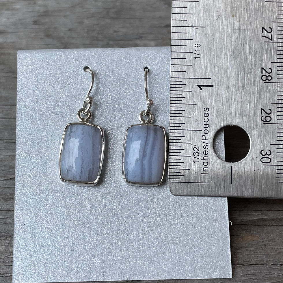 Thumbnail: Rectangle blue lace agate earrings