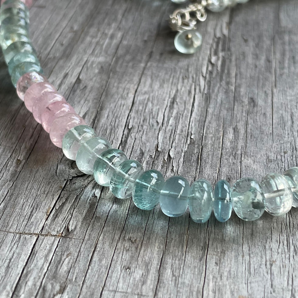 Thumbnail: Chunky aquamarine and morganite necklace 