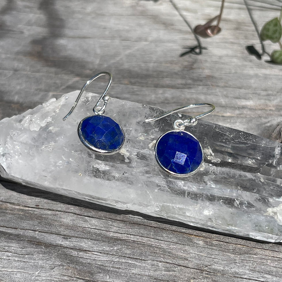 Thumbnail: Lapis round earrings