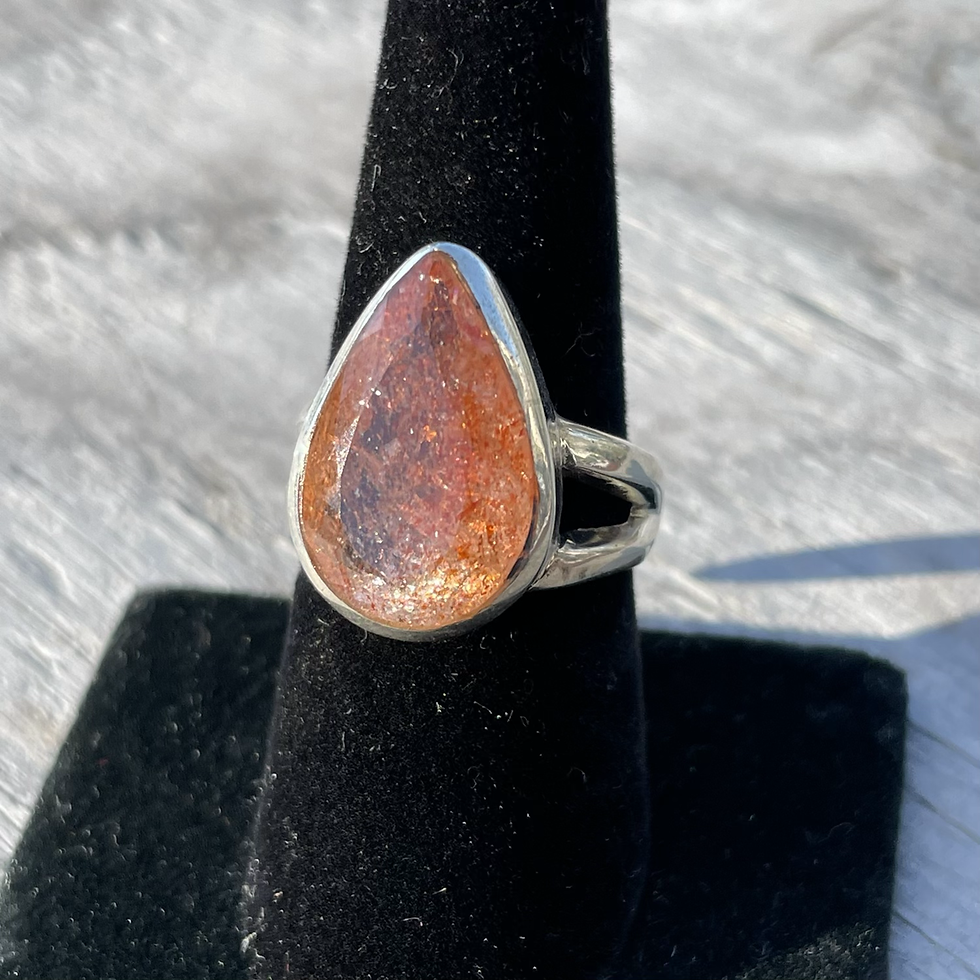 Thumbnail: Teardrop cutout band sunstone ring