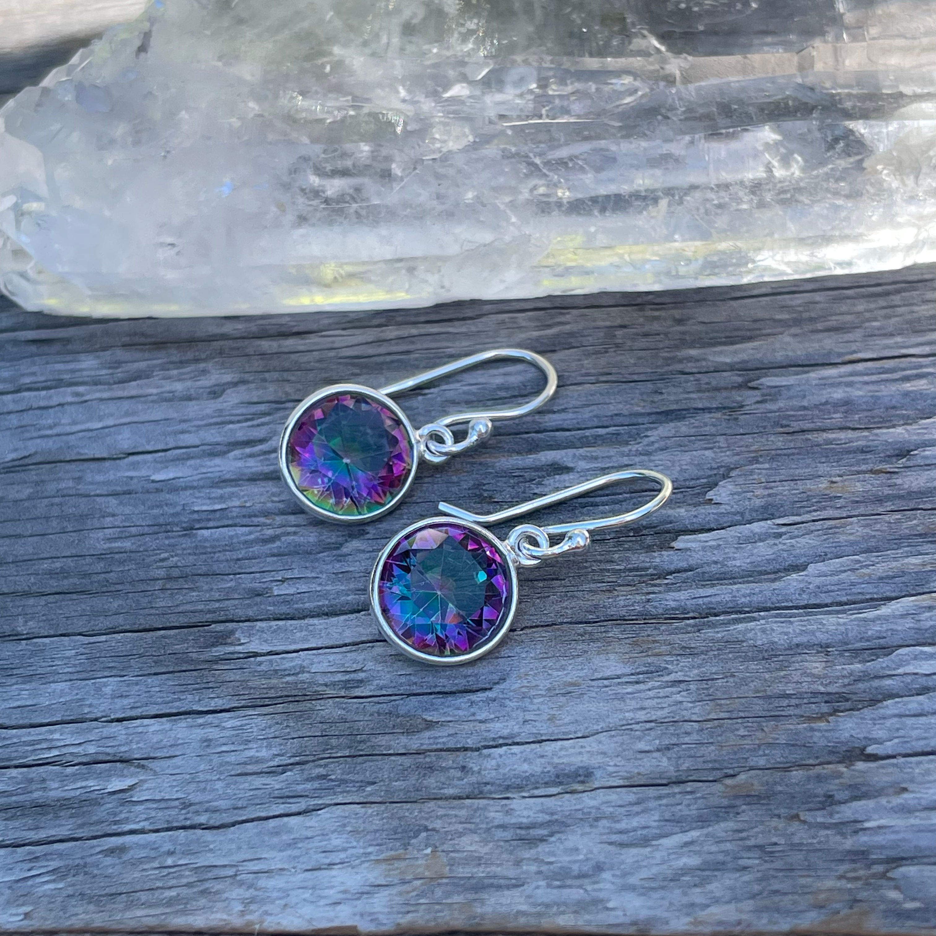 Mystic quartz little round earrings