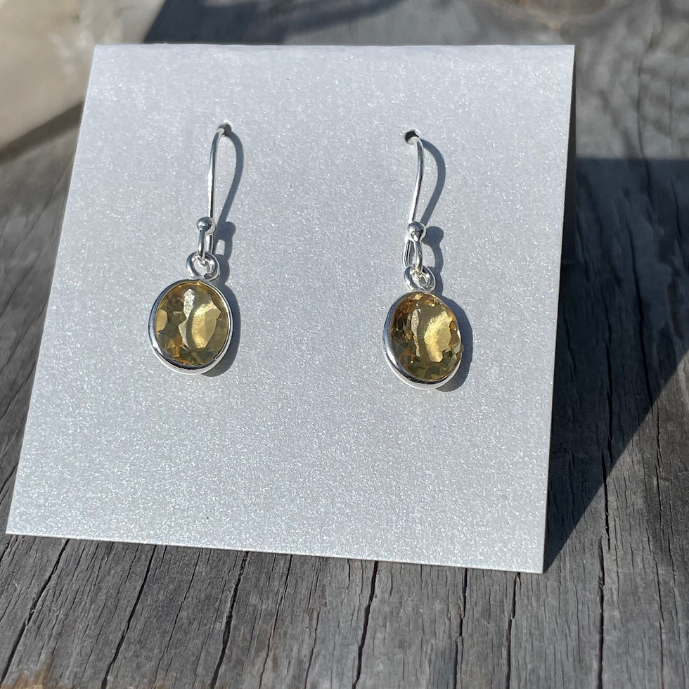 Thumbnail: Simple setting oval citrine earrings