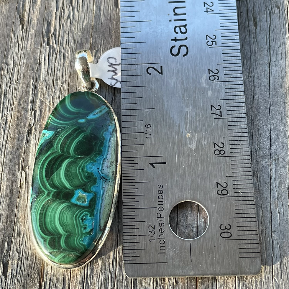 Thumbnail: Long oval malachite chrysocolla pendant