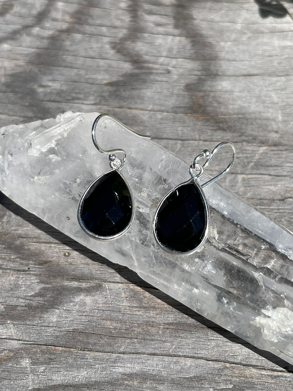Thumbnail: Black onyx teardrop earrings