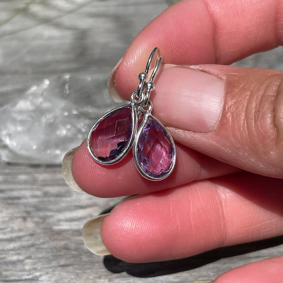 Thumbnail: Amethyst teardrop faceted earrings