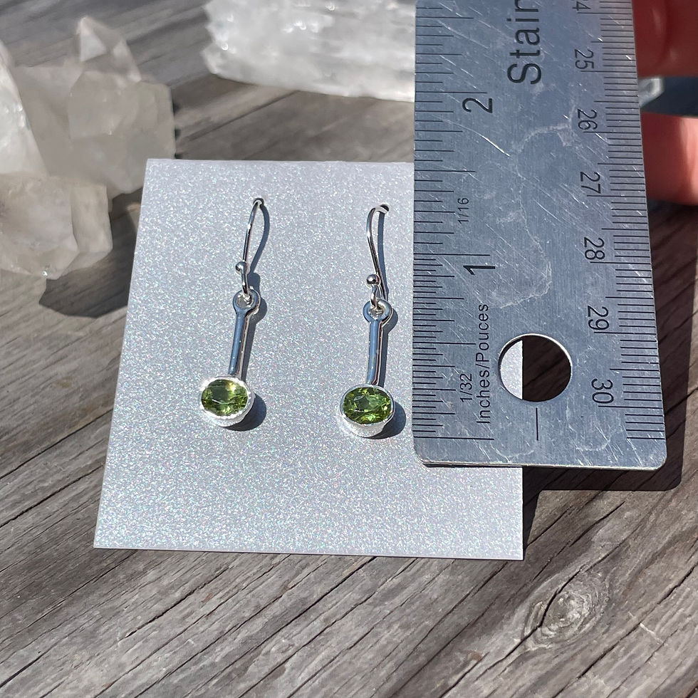 Thumbnail: Peridot Oval long drop earrings