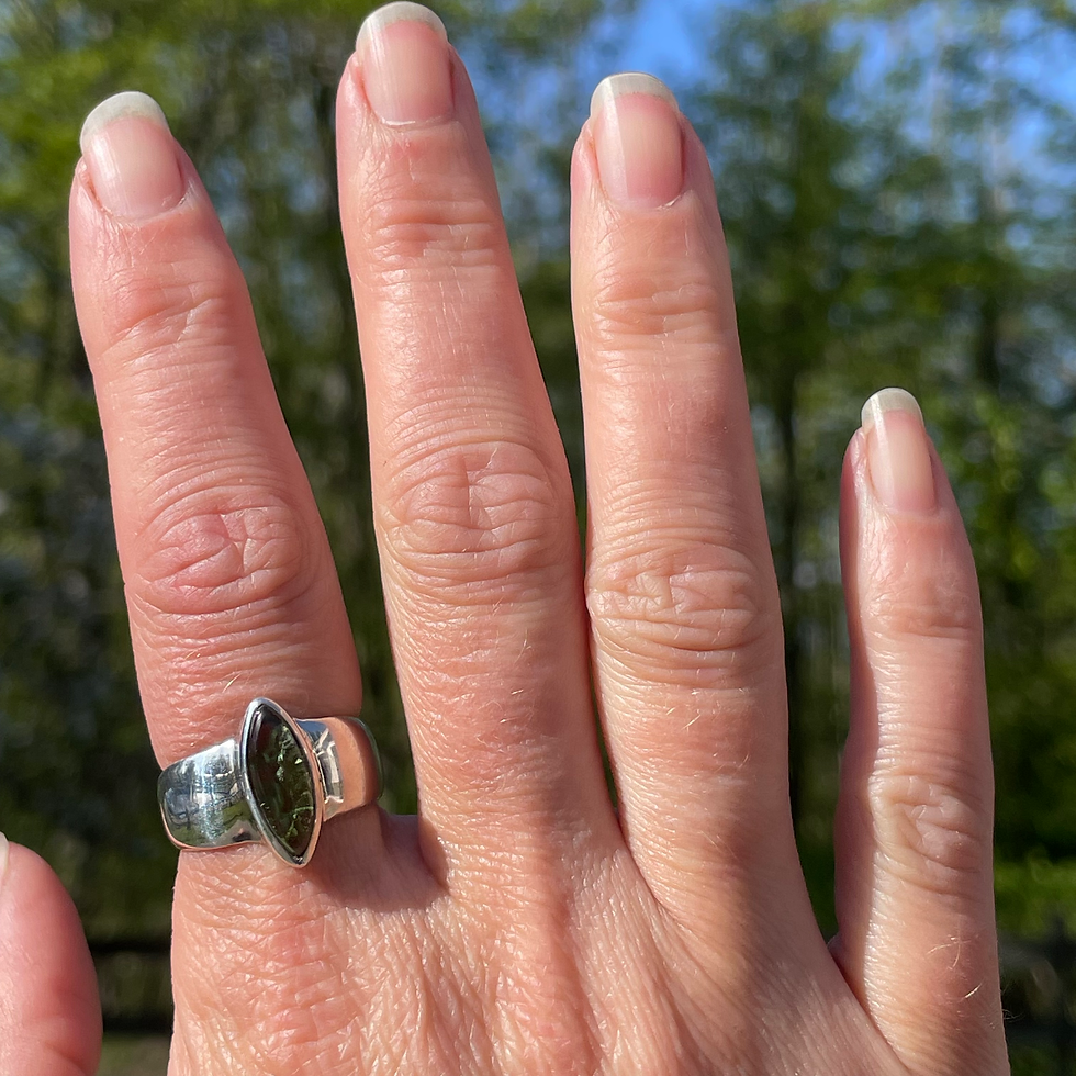 Thumbnail: Marquise polished top Moldavite ring