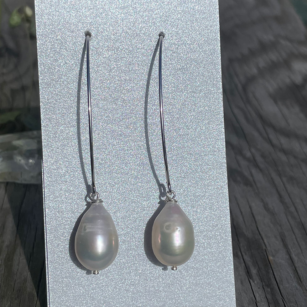 Thumbnail: Large long pearl drop earrings
