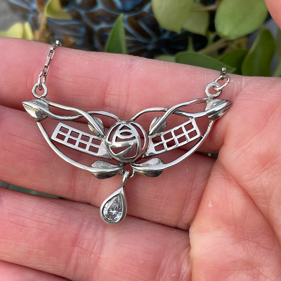 Thumbnail: Rose necklace with cubic zirconia 