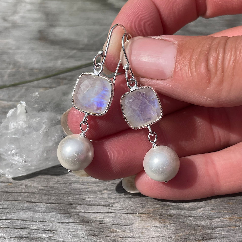 Thumbnail: Moonstone and pearl earrings