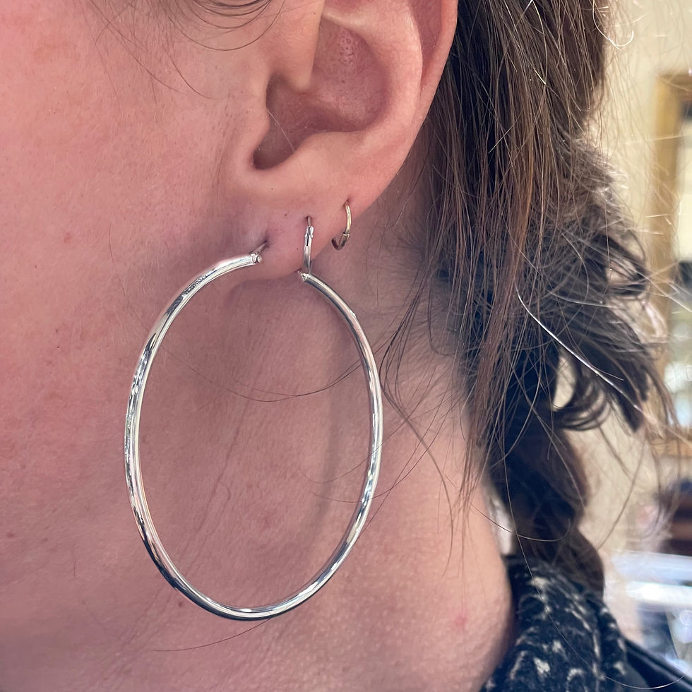 Thumbnail: Extra large sterling silver snap hoops 2.5mm x 60mm