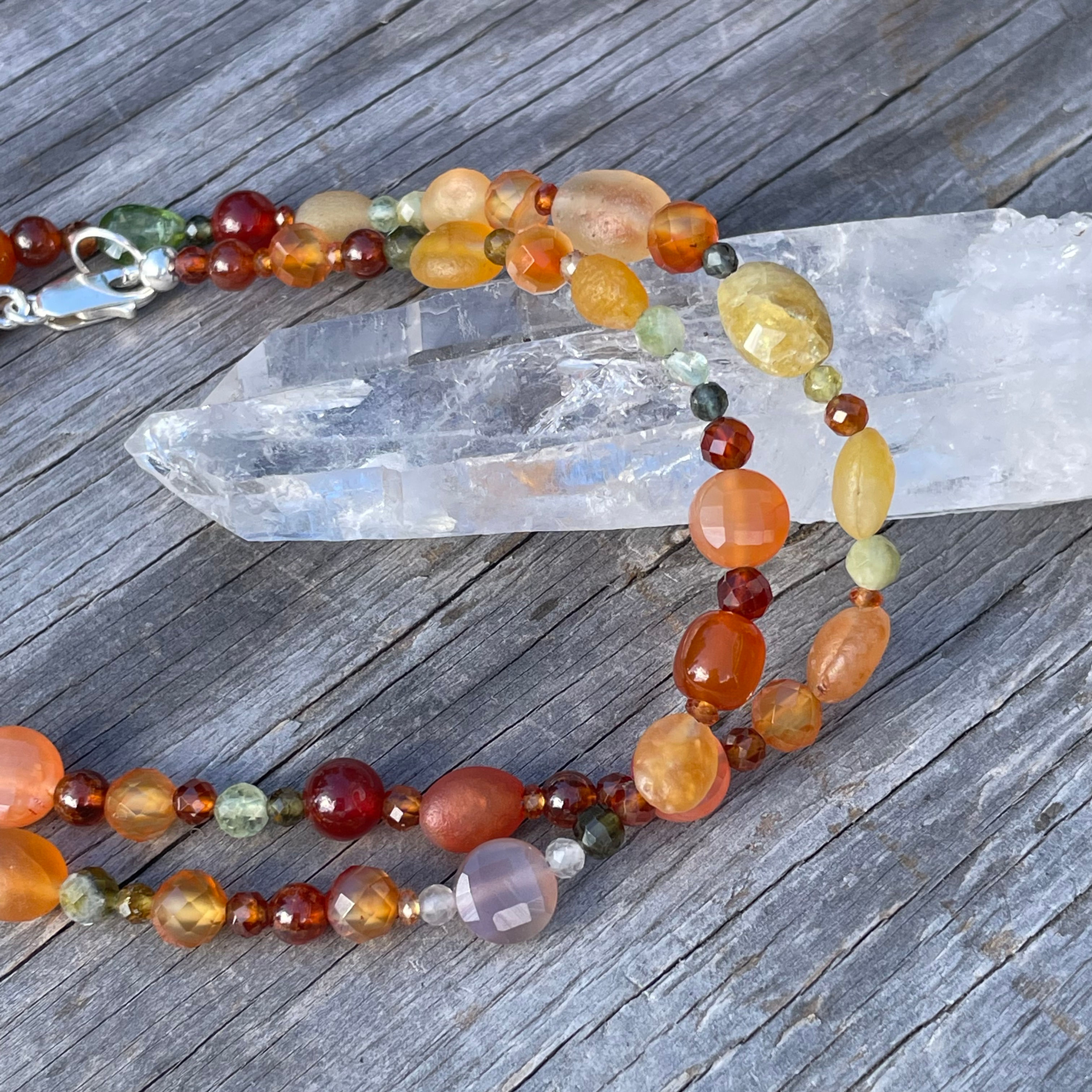 The Candy Collection gobi agate, hessonite garnet and, tourmaline necklace