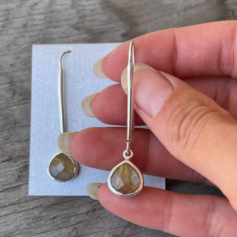 Thumbnail: Rutile quartz long drop earrings 