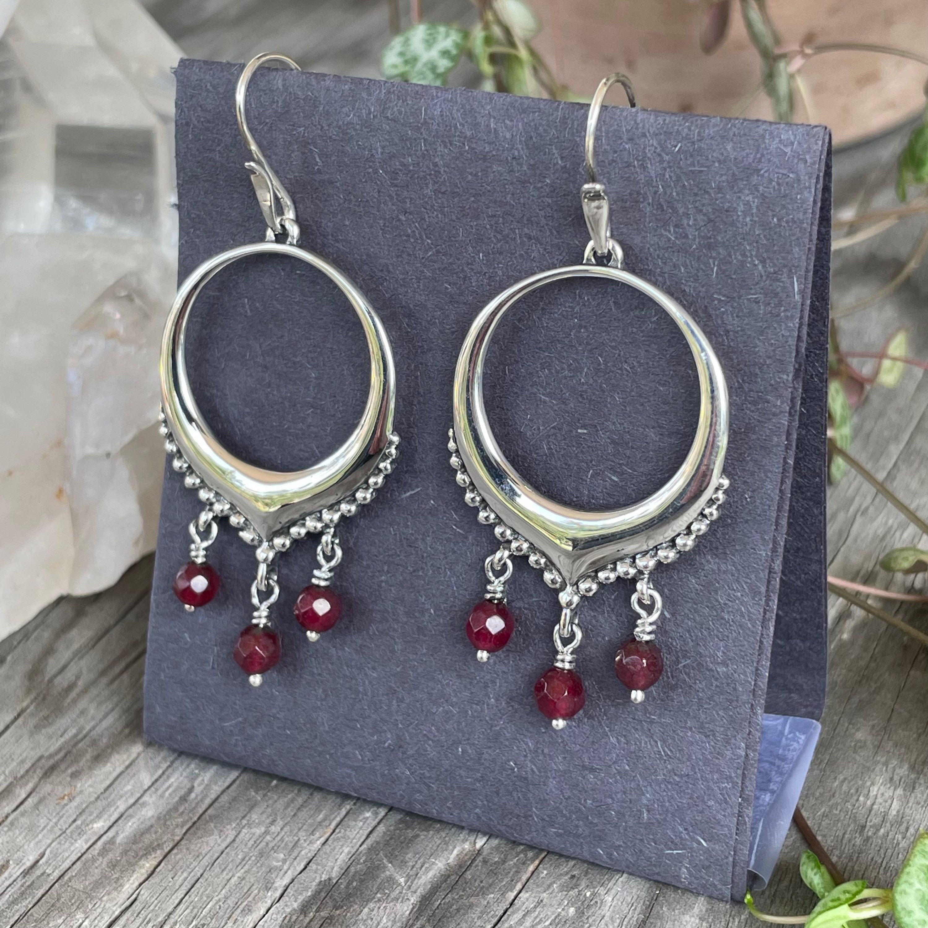 Roulette 18 Ruby Drop Earrings 